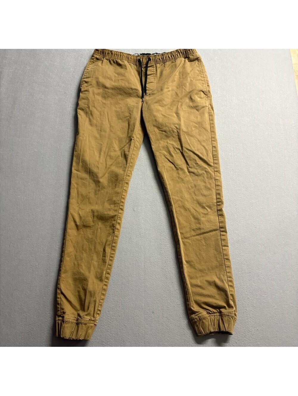 Amplify Mens Jogger Pants Medium Brown Khaki Cotton Blend Stretch Elastic Waist